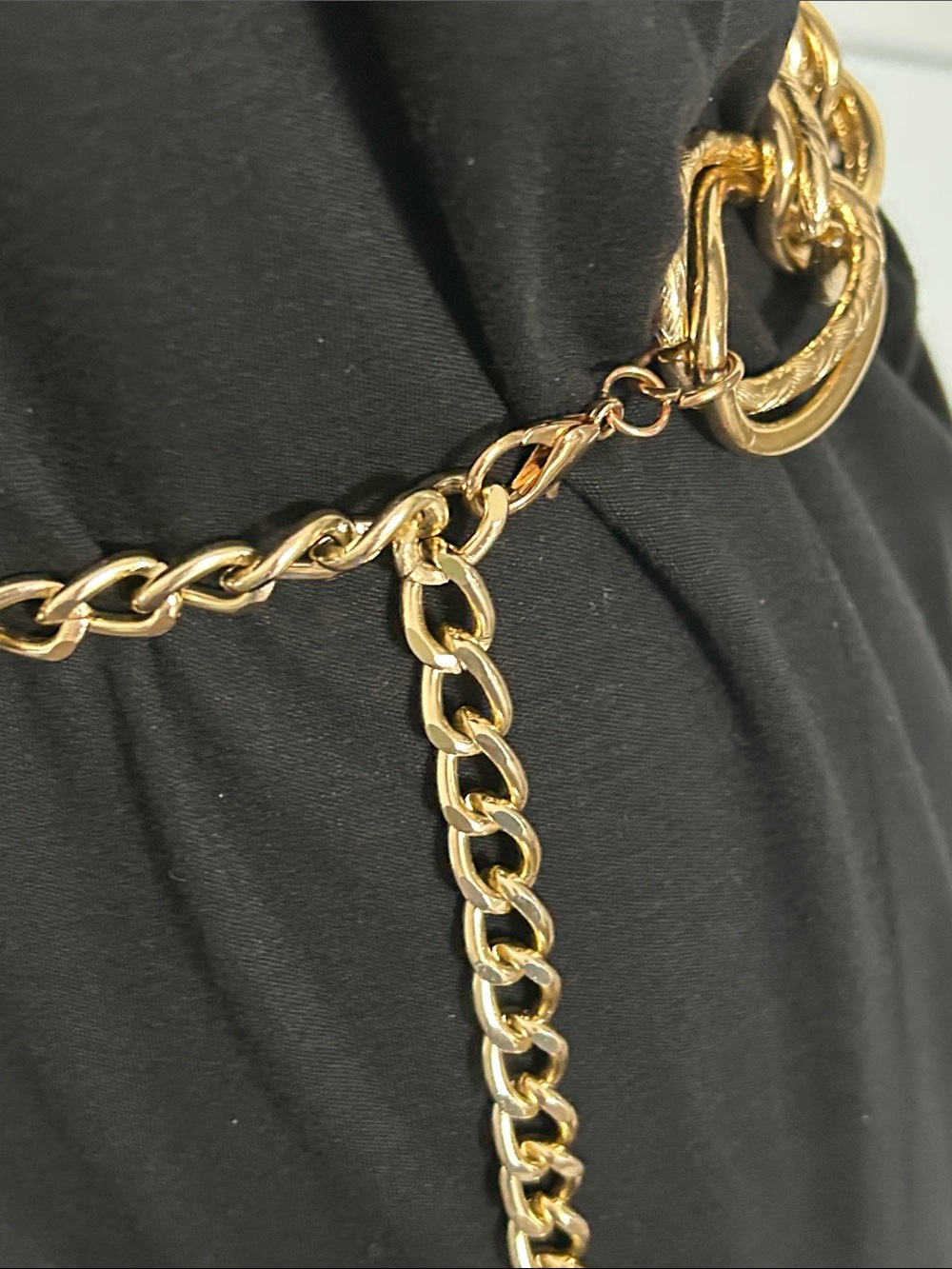 Gold-Tone Double Link Chain Belt | Lightweight Statement Waist Belt | XS–Small - Picture 11 of 12